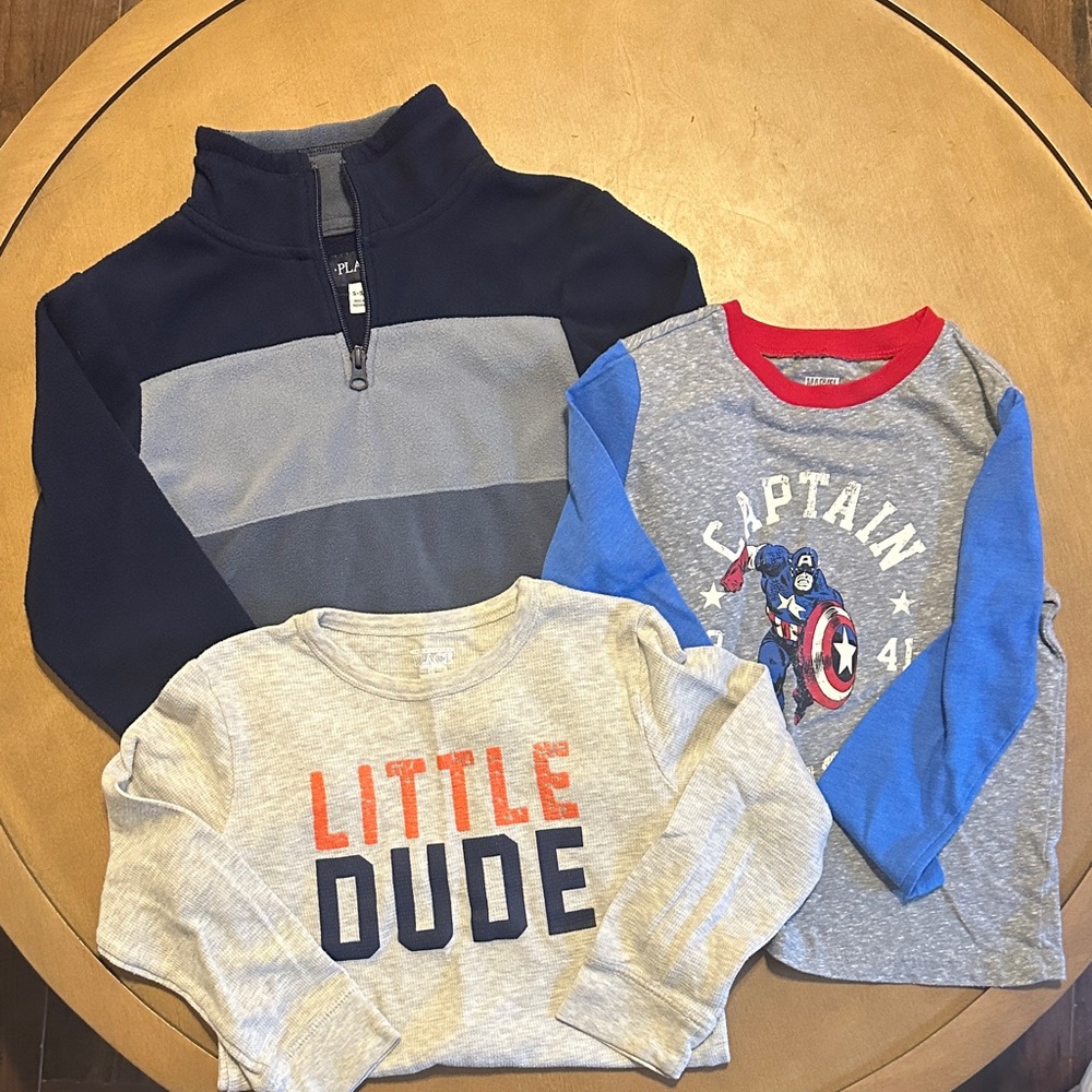 The Children's Place Long Sleeve Tees - Navy, Gray, Red